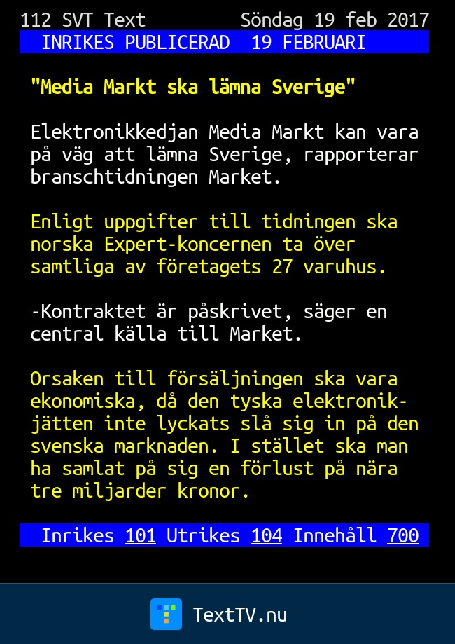 Uppgift: Media Markt lämnar Sverige