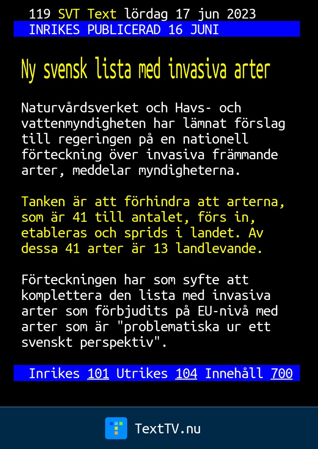 Ny Svensk Lista Med Invasiva Arter SVT Text TV ny-svensk-lista-med-invasiva-arter-svt-text-tv